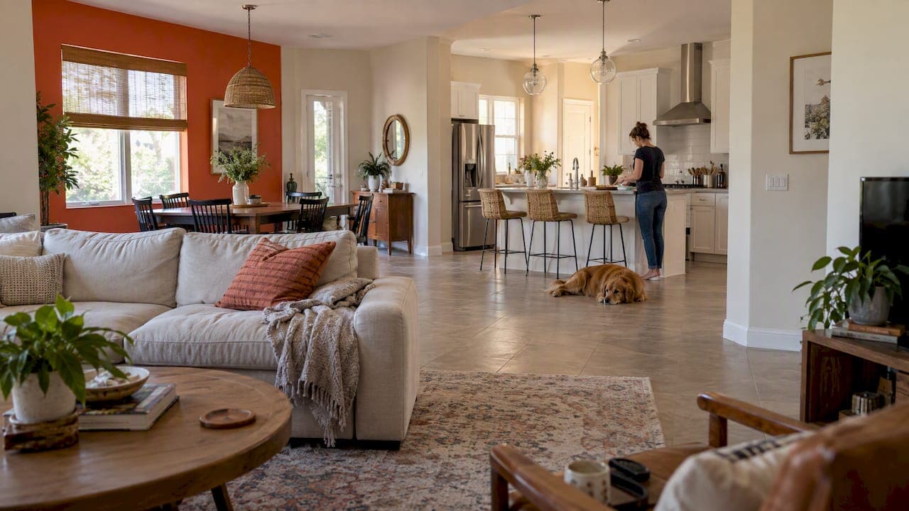Open Concept Paint Colors That Flow Room to Room